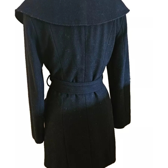 Merona Women's Black Wool Blend Belted Coat Wool Trench Coat Jacket M Versatile - Picture 9 of 10